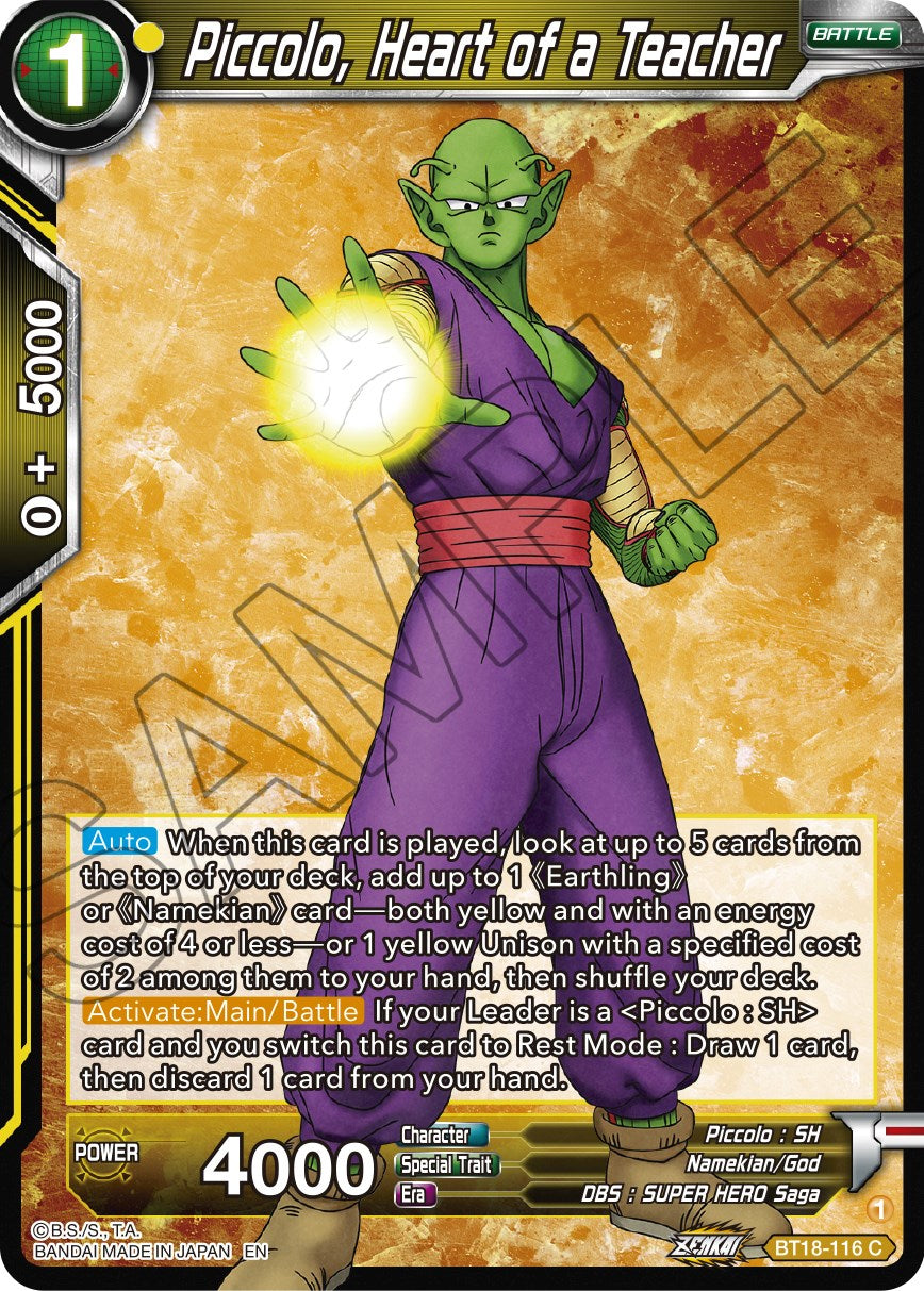 Piccolo, Heart of a Teacher (BT18-116) [Dawn of the Z-Legends] | The Time Vault CA