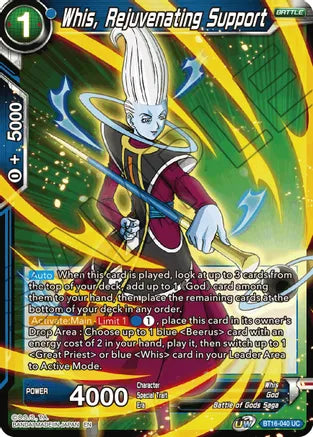 Whis, Rejuvenating Support (BT16-040) [Realm of the Gods] | The Time Vault CA