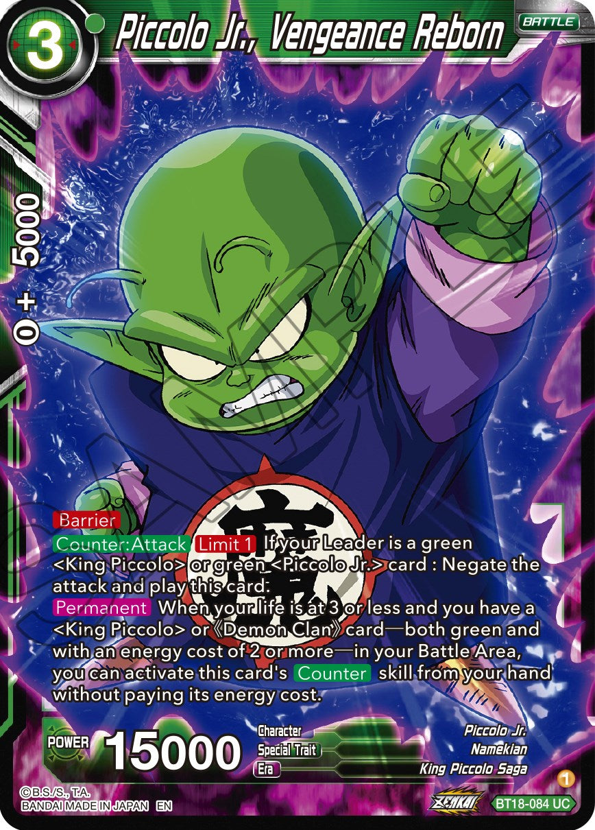 Piccolo Jr., Vengeance Reborn (BT18-084) [Dawn of the Z-Legends] | The Time Vault CA