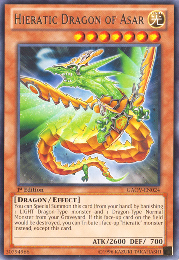 Hieratic Dragon of Asar [GAOV-EN024] Rare | The Time Vault CA
