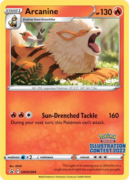 Arcanine (SWSH304) (Illustration Contest 2022) [Sword & Shield: Black Star Promos] | The Time Vault CA