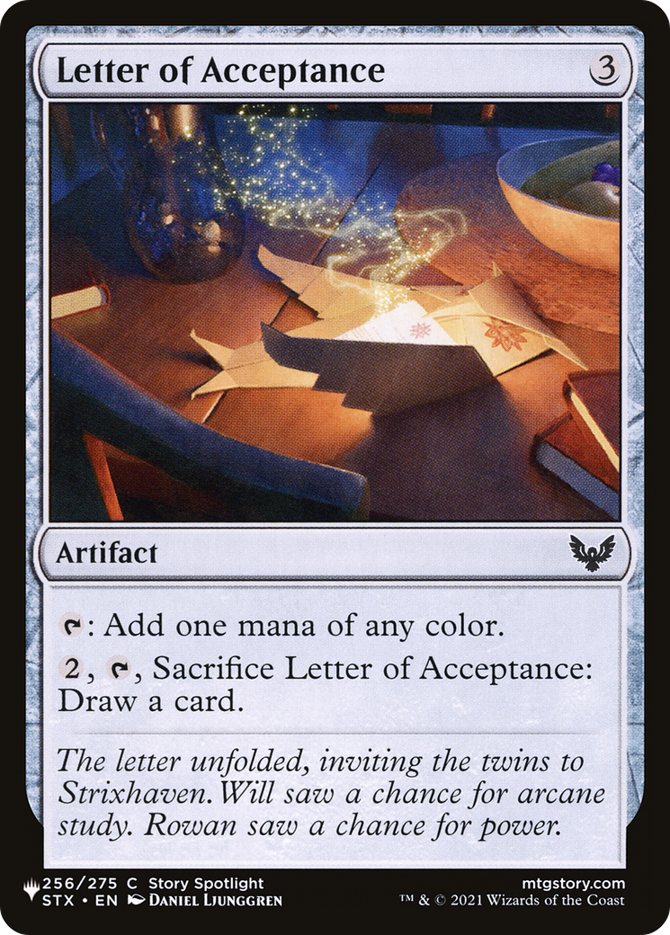Letter of Acceptance [The List] | The Time Vault CA
