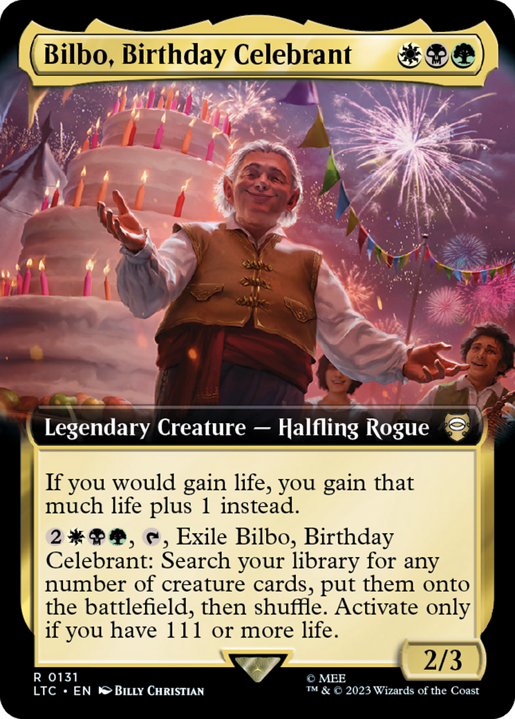 Bilbo, Birthday Celebrant (Extended Art) [The Lord of the Rings: Tales of Middle-Earth Commander] | The Time Vault CA