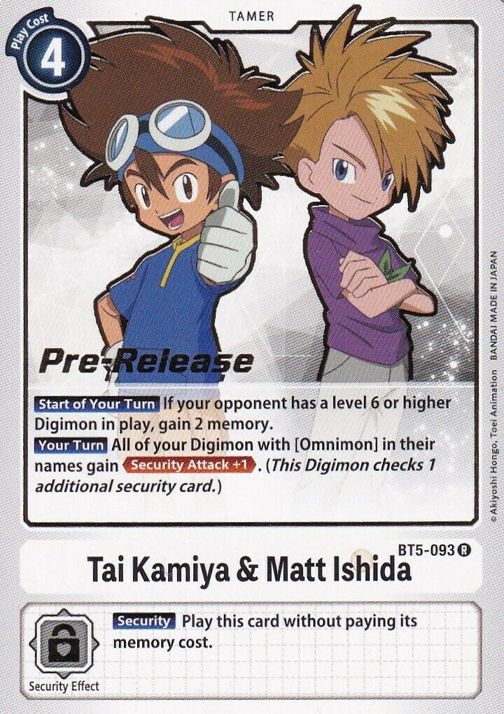 Tai Kamiya & Matt Ishida [BT5-093] [Battle of Omni Pre-Release Promos] | The Time Vault CA