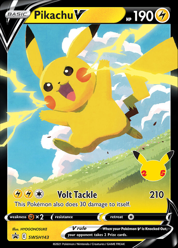Pikachu V (SWSH143) (Celebrations) [Sword & Shield: Black Star Promos] | The Time Vault CA