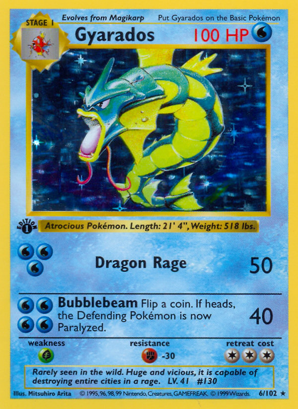 Gyarados (6/102) (Shadowless) [Base Set 1st Edition] | The Time Vault CA