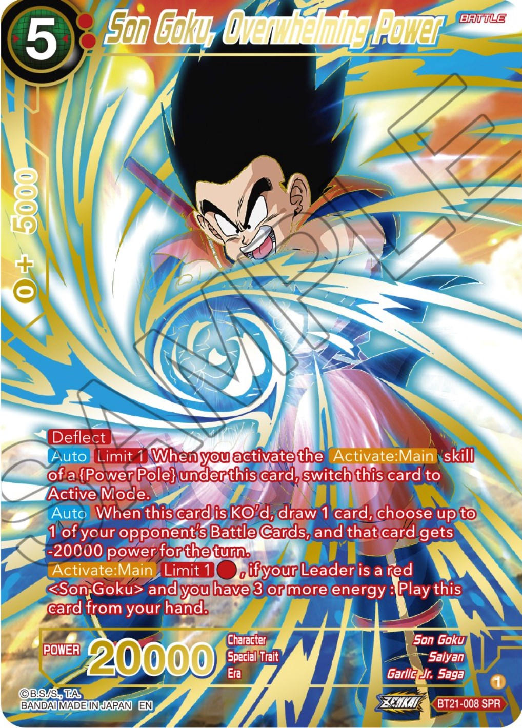 Son Goku, Overwhelming Power (SPR) (BT21-008) [Wild Resurgence] | The Time Vault CA