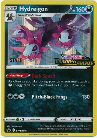 Hydreigon (SWSH037) (Staff Prerelease Promo) [Sword & Shield: Black Star Promos] | The Time Vault CA