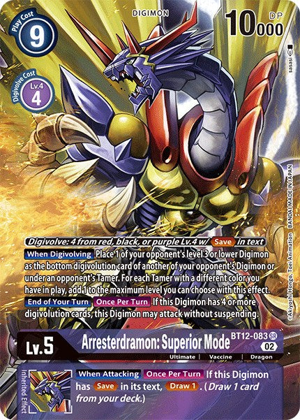 Arresterdramon: Superior Mode [BT12-083] (Alternate Art) [Across Time] | The Time Vault CA