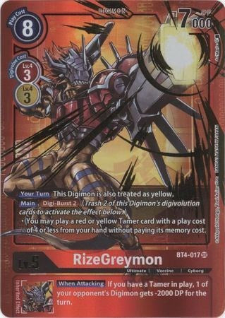 RizeGreymon [BT4-017] (Alternate Art - Red Border) [Great Legend Promos] | The Time Vault CA