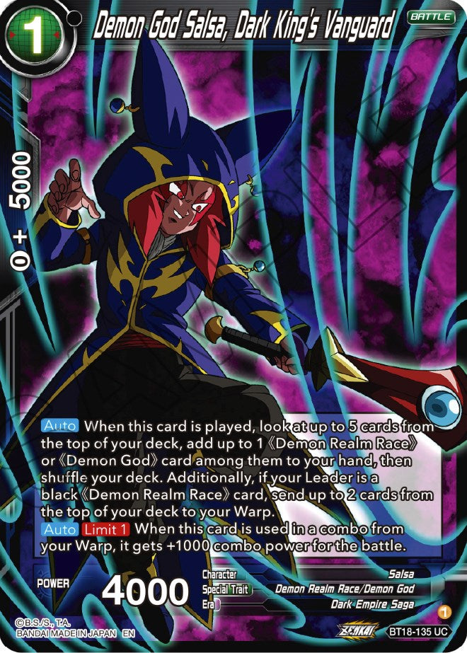 Demon God Salsa, Dark King's Vanguard (BT18-135) [Dawn of the Z-Legends] | The Time Vault CA
