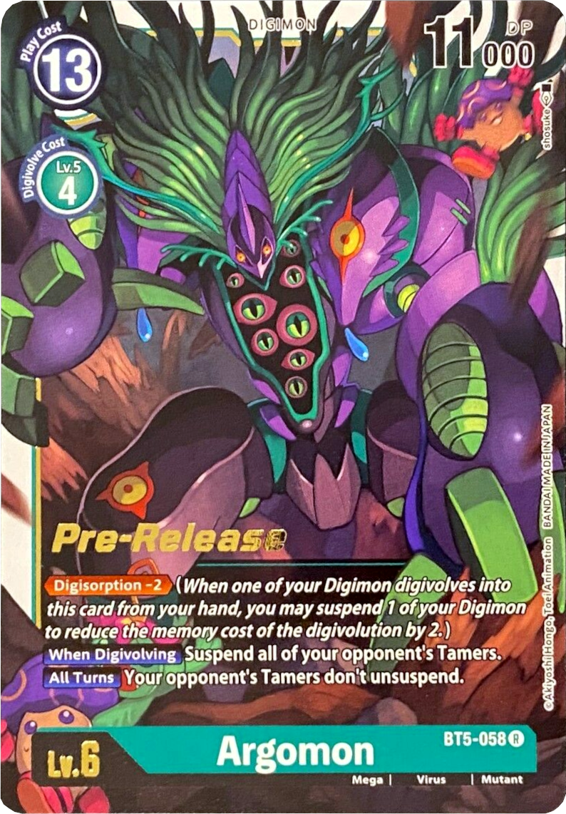 Argomon [BT5-058] [Battle of Omni Pre-Release Promos] | The Time Vault CA