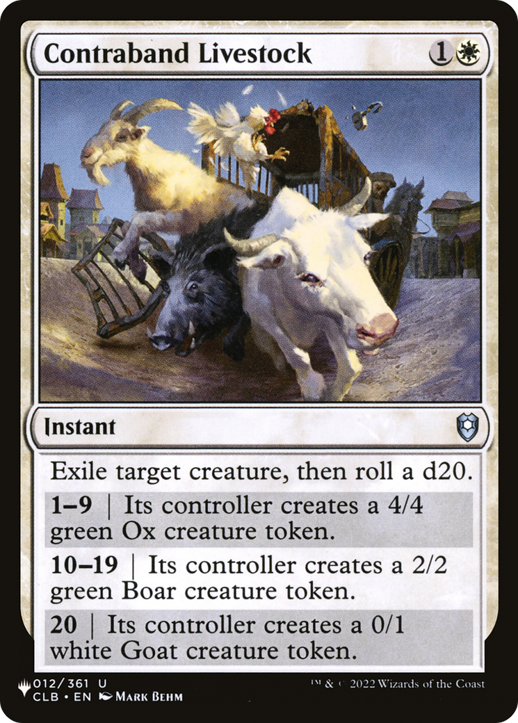 Contraband Livestock [The List] | The Time Vault CA