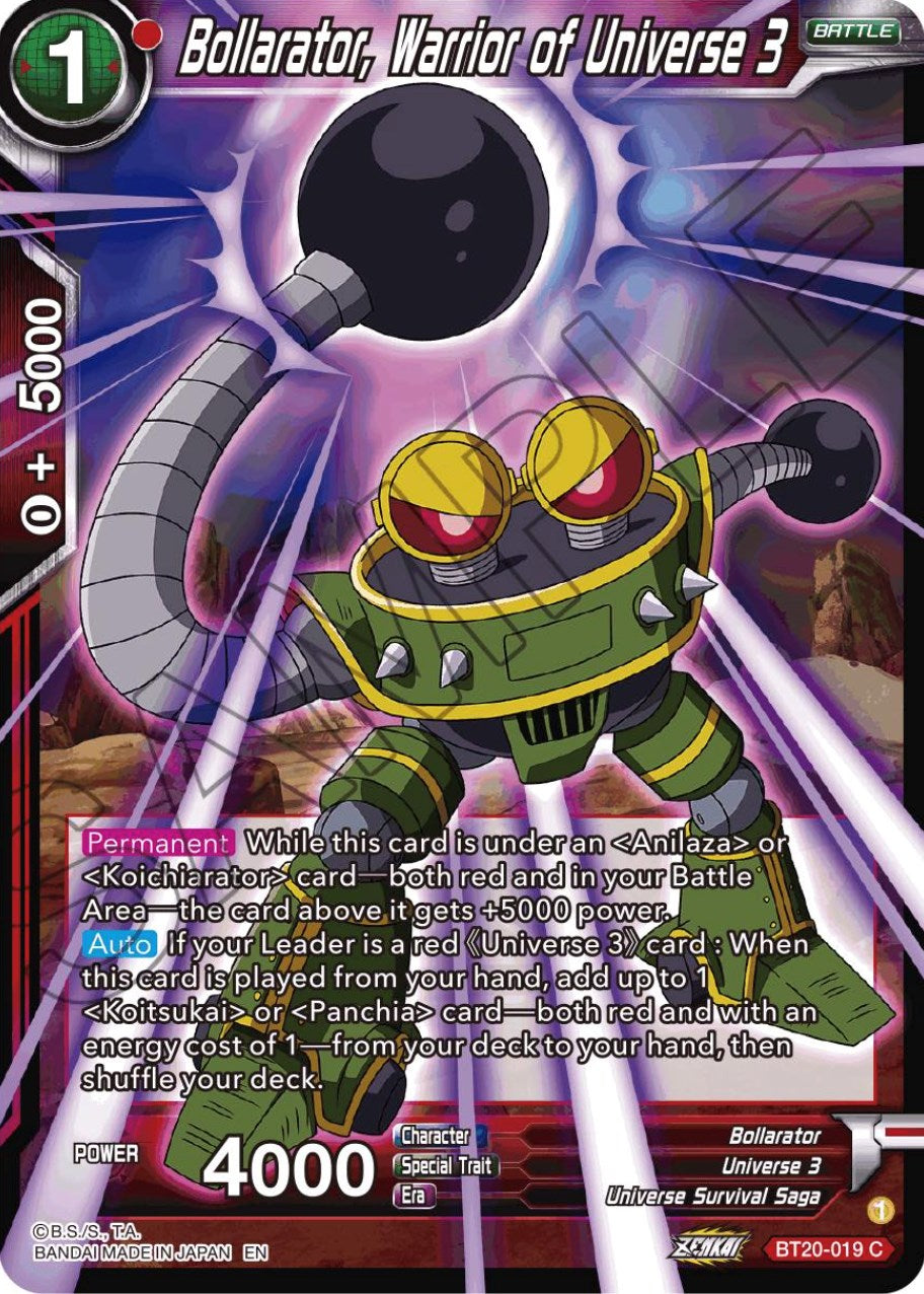 Bollarator, Warrior of Universe 3 (BT20-019) [Power Absorbed] | The Time Vault CA