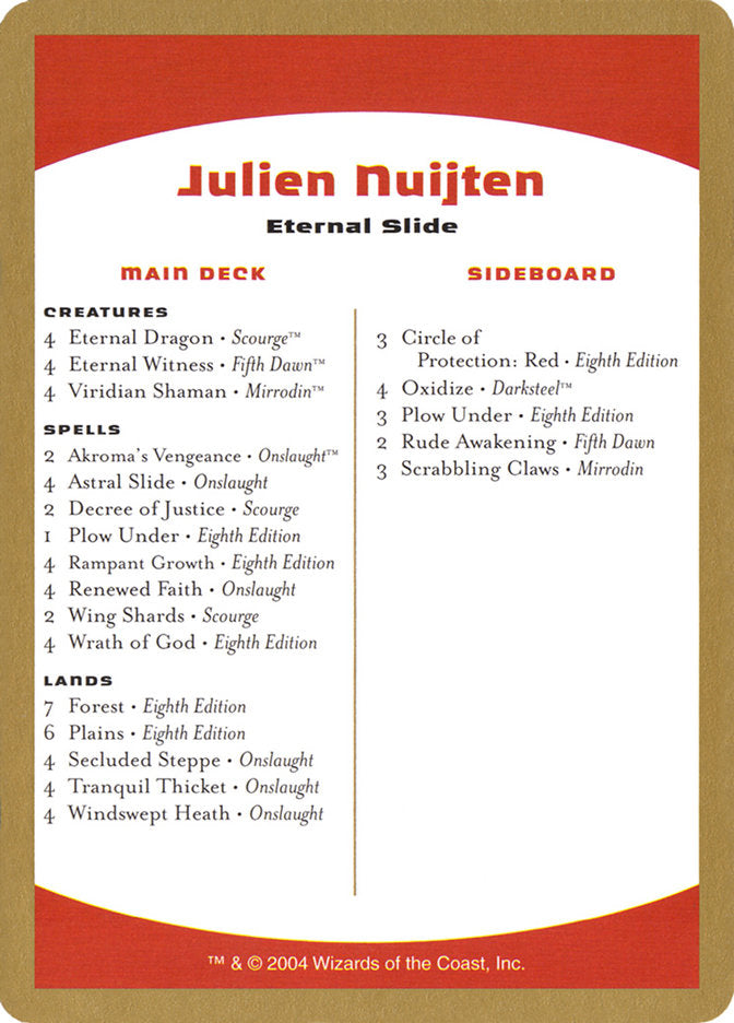 Julien Nuijten Decklist [World Championship Decks 2004] | The Time Vault CA