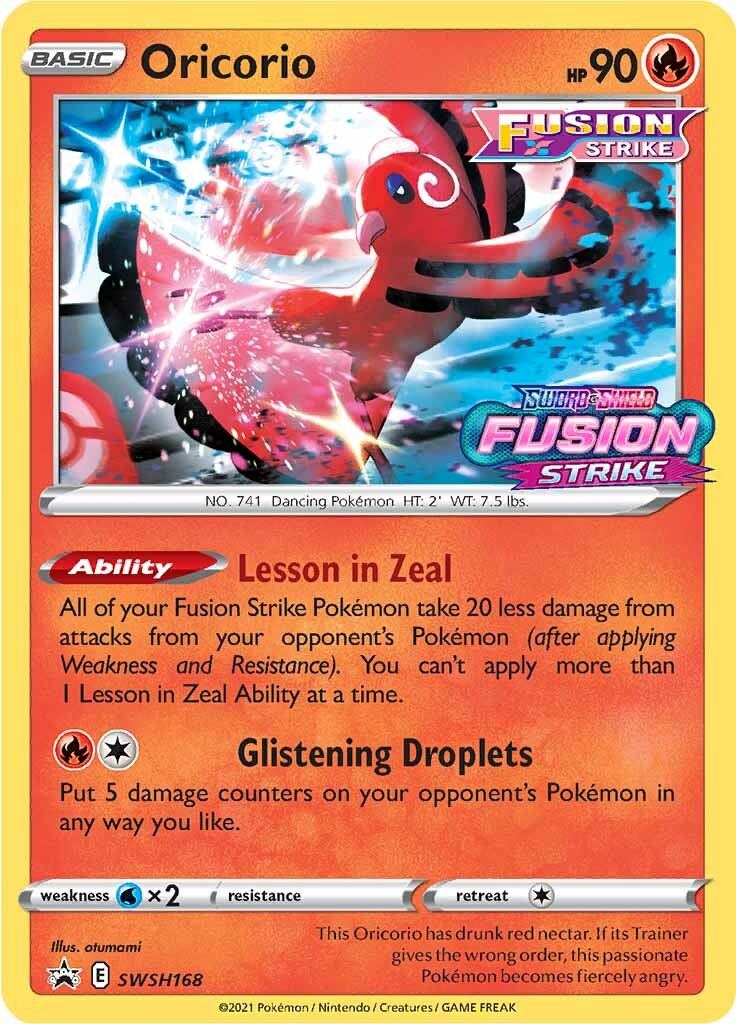 Oricorio (SWSH168) (Prerelease Promo) [Sword & Shield: Black Star Promos] | The Time Vault CA