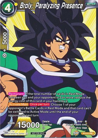 Broly, Paralyzing Presence (Broly Pack Vol. 3) (P-111) [Promotion Cards] | The Time Vault CA