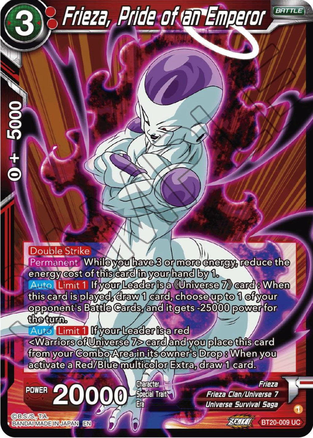 Frieza, Pride of an Emperor (BT20-009) [Power Absorbed] | The Time Vault CA