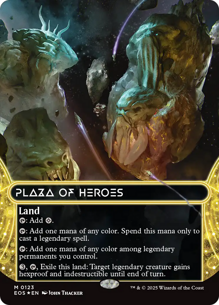 Plaza of Heroes (0123) (Borderless) (Galaxy Foil) [Edge of Eternities: Stellar Sights] | The Time Vault CA