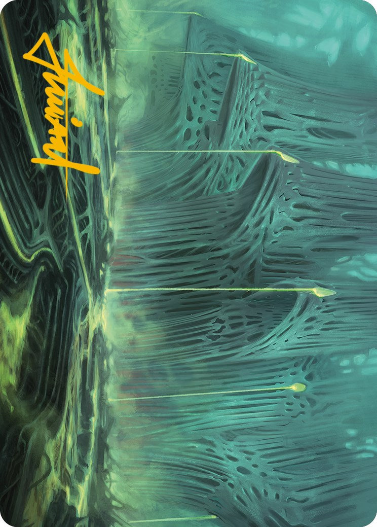 Swamp Art Card (Gold-Stamped Signature) [Phyrexia: All Will Be One Art Series] | The Time Vault CA