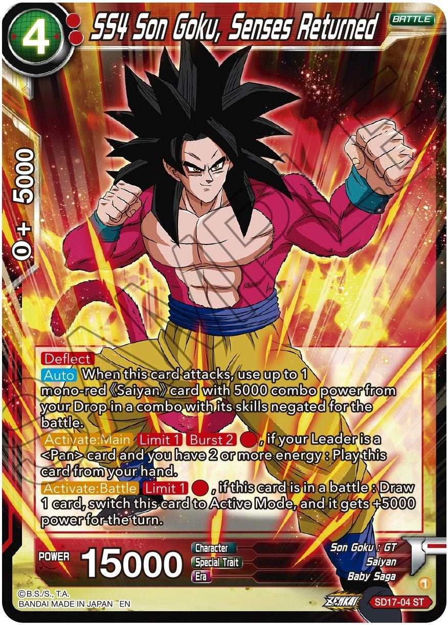 SS4 Son Goku, Senses Returned (SD17-04) [Dawn of the Z-Legends] | The Time Vault CA