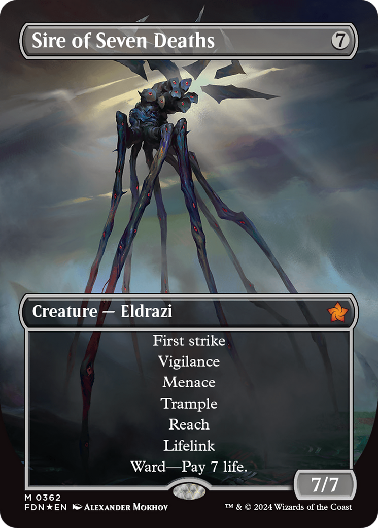 Sire of Seven Deaths (Borderless) (Mana Foil) [Foundations] | The Time Vault CA