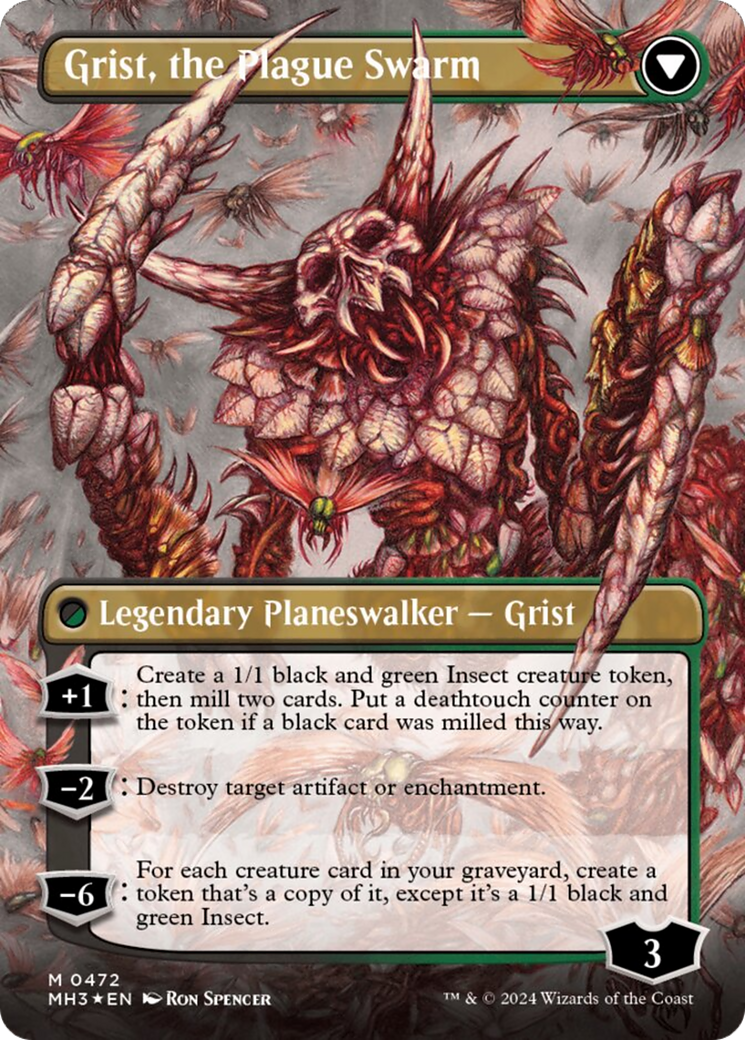 Grist, Voracious Larva // Grist, the Plague Swarm (Borderless) (Textured Foil) [Modern Horizons 3] | The Time Vault CA