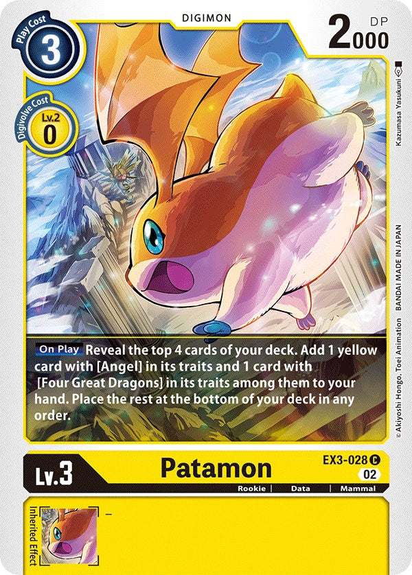 Patamon [EX3-028] [Draconic Roar] | The Time Vault CA