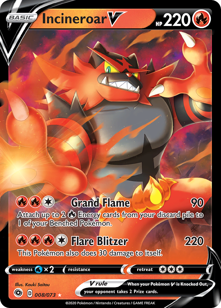 Incineroar V (008/073) [Sword & Shield: Champion's Path] | The Time Vault CA