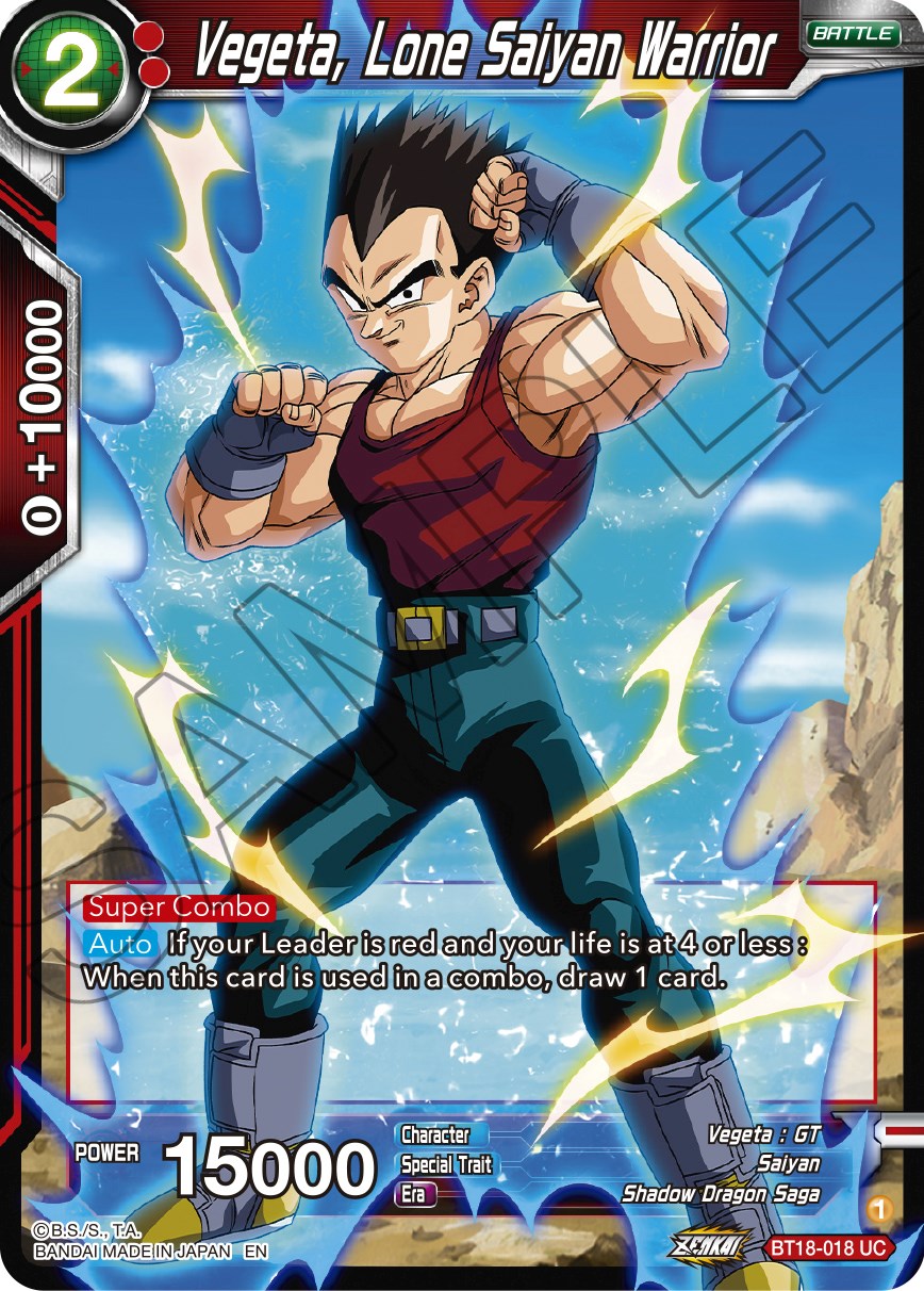Vegeta, Lone Saiyan Warrior (BT18-018) [Dawn of the Z-Legends] | The Time Vault CA