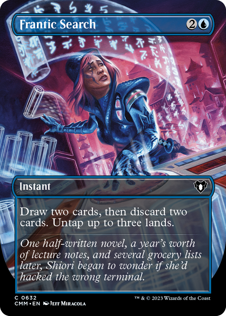 Frantic Search (Borderless Alternate Art) [Commander Masters] | The Time Vault CA