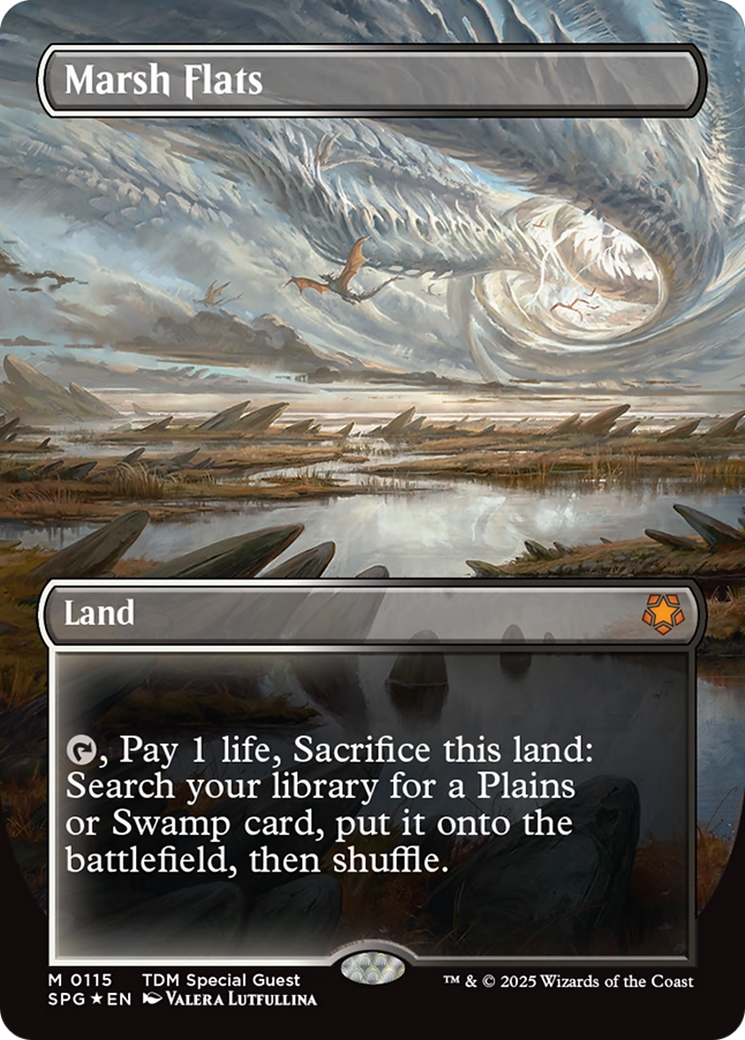 Marsh Flats (Borderless) (Dragonscale Foil) [Tarkir: Dragonstorm Special Guests] | The Time Vault CA