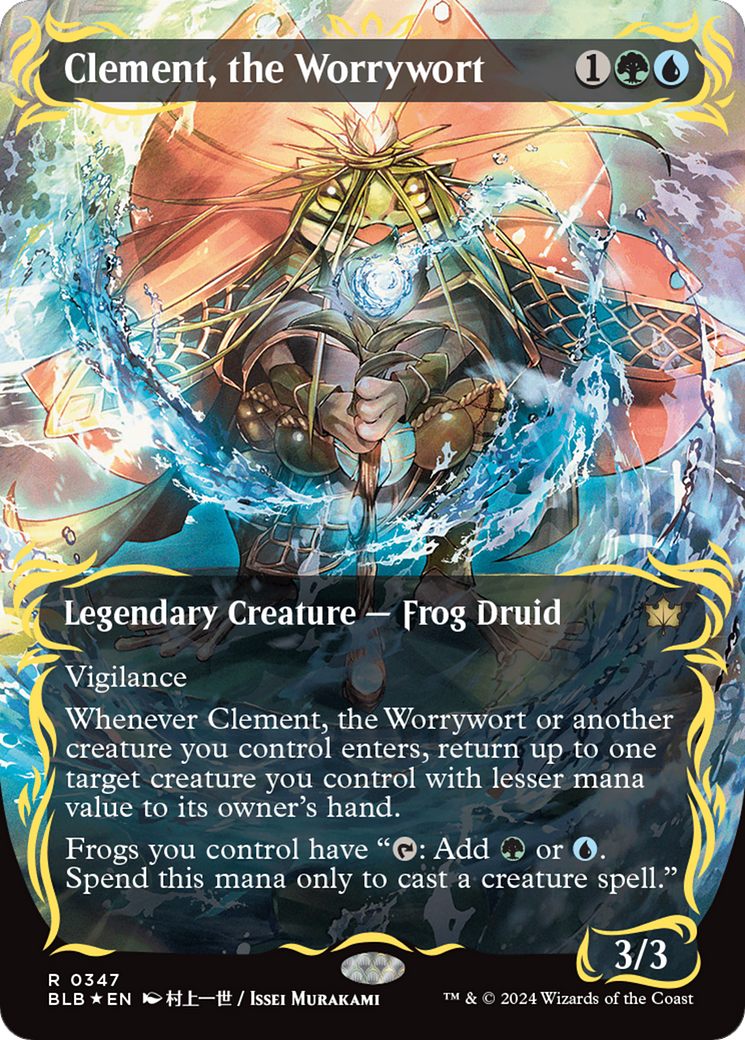 Clement, the Worrywort (Borderless) (Raised Foil) [Bloomburrow] | The Time Vault CA