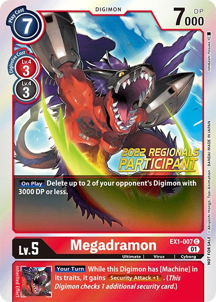 Megadramon [EX1-007] (2022 Championship Online Regional) (Online Participant) [Classic Collection Promos] | The Time Vault CA