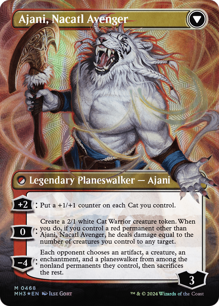 Ajani, Nacatl Pariah // Ajani, Nacatl Avenger (Borderless) (Textured Foil) [Modern Horizons 3] | The Time Vault CA