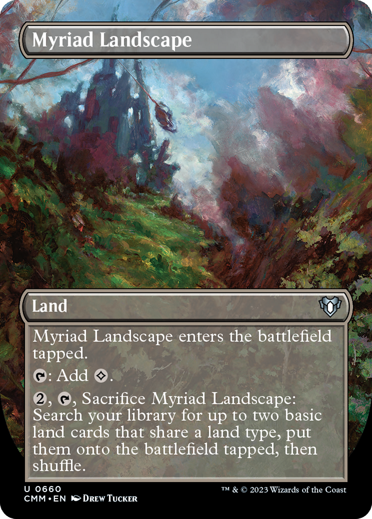 Myriad Landscape (Borderless Alternate Art) [Commander Masters] | The Time Vault CA