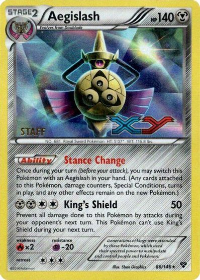 Aegislash (86/146) (Staff Prerelease Promo) [XY: Black Star Promos] | The Time Vault CA