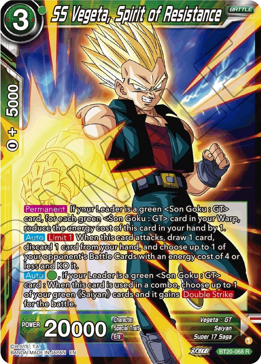 SS Vegeta, Spirit of Resistance (BT20-068) [Power Absorbed] | The Time Vault CA