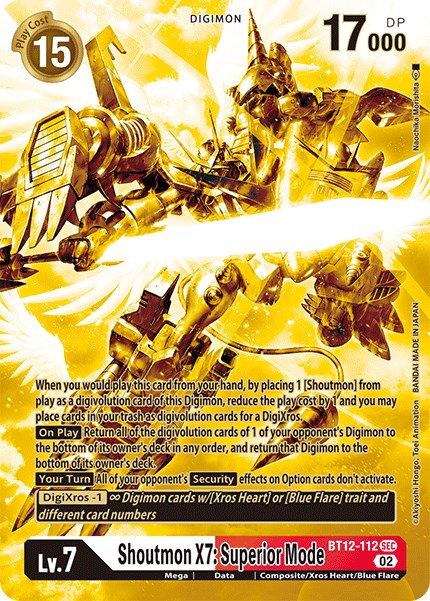 Shoutmon X7: Superior Mode [BT12-112] (Alternate Art - Gold) [Across Time] | The Time Vault CA