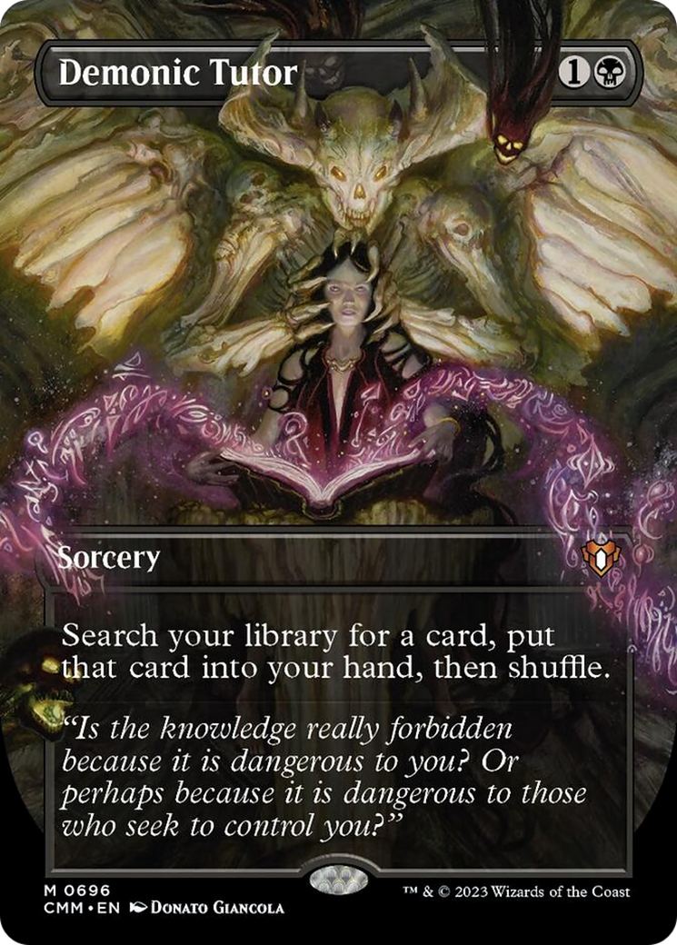 Demonic Tutor (Borderless Alternate Art) [Commander Masters] | The Time Vault CA