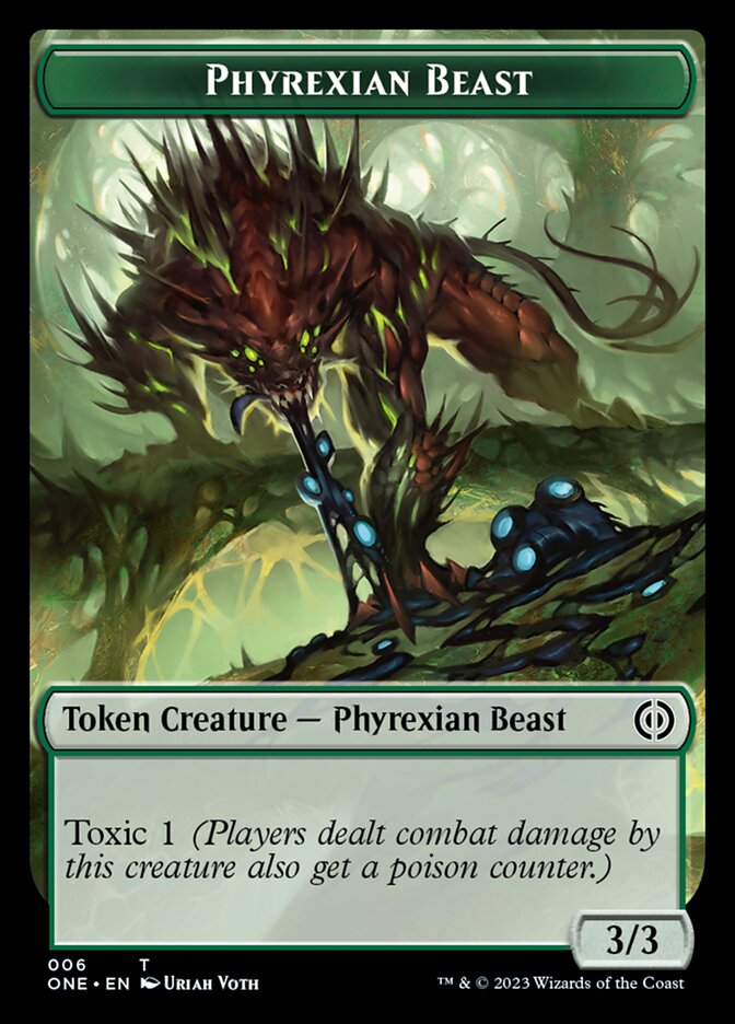 Rebel // Phyrexian Beast Double-Sided Token [Phyrexia: All Will Be One Tokens] | The Time Vault CA