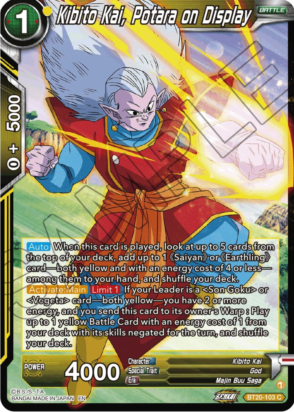 Kibito Kai, Potara on Display (BT20-103) [Power Absorbed] | The Time Vault CA