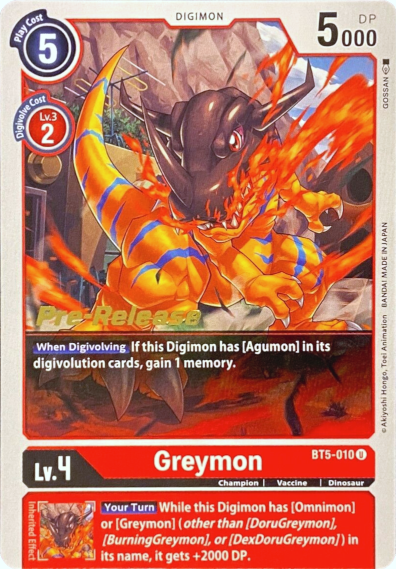 Greymon [BT5-010] [Battle of Omni Pre-Release Promos] | The Time Vault CA