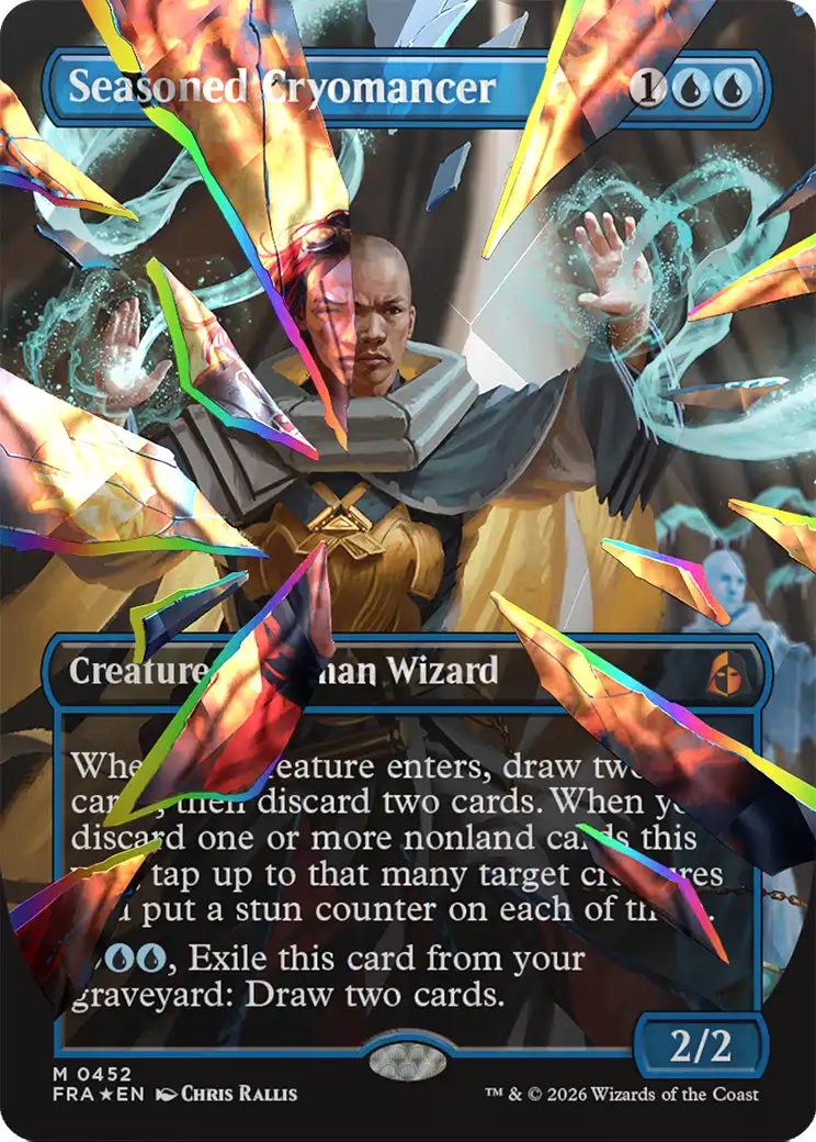 Seasoned Cryomancer (Borderless) (Facet Foil) (0452) [Reality Fracture] | The Time Vault CA