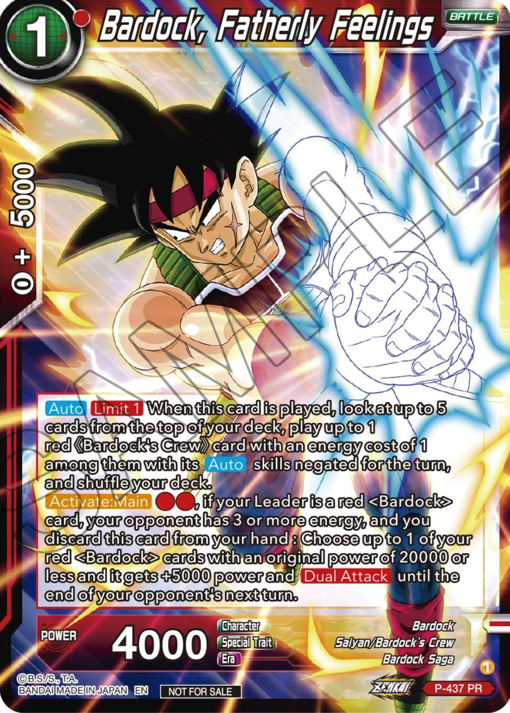 Bardock, Fatherly Feelings (Zenkai Series Tournament Pack Vol.2) (P-437) [Tournament Promotion Cards] | The Time Vault CA