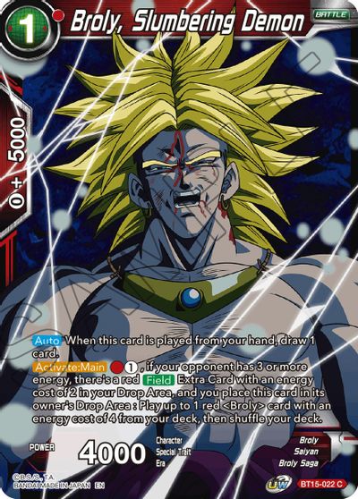 Broly, Slumbering Demon (BT15-022) [Saiyan Showdown] | The Time Vault CA