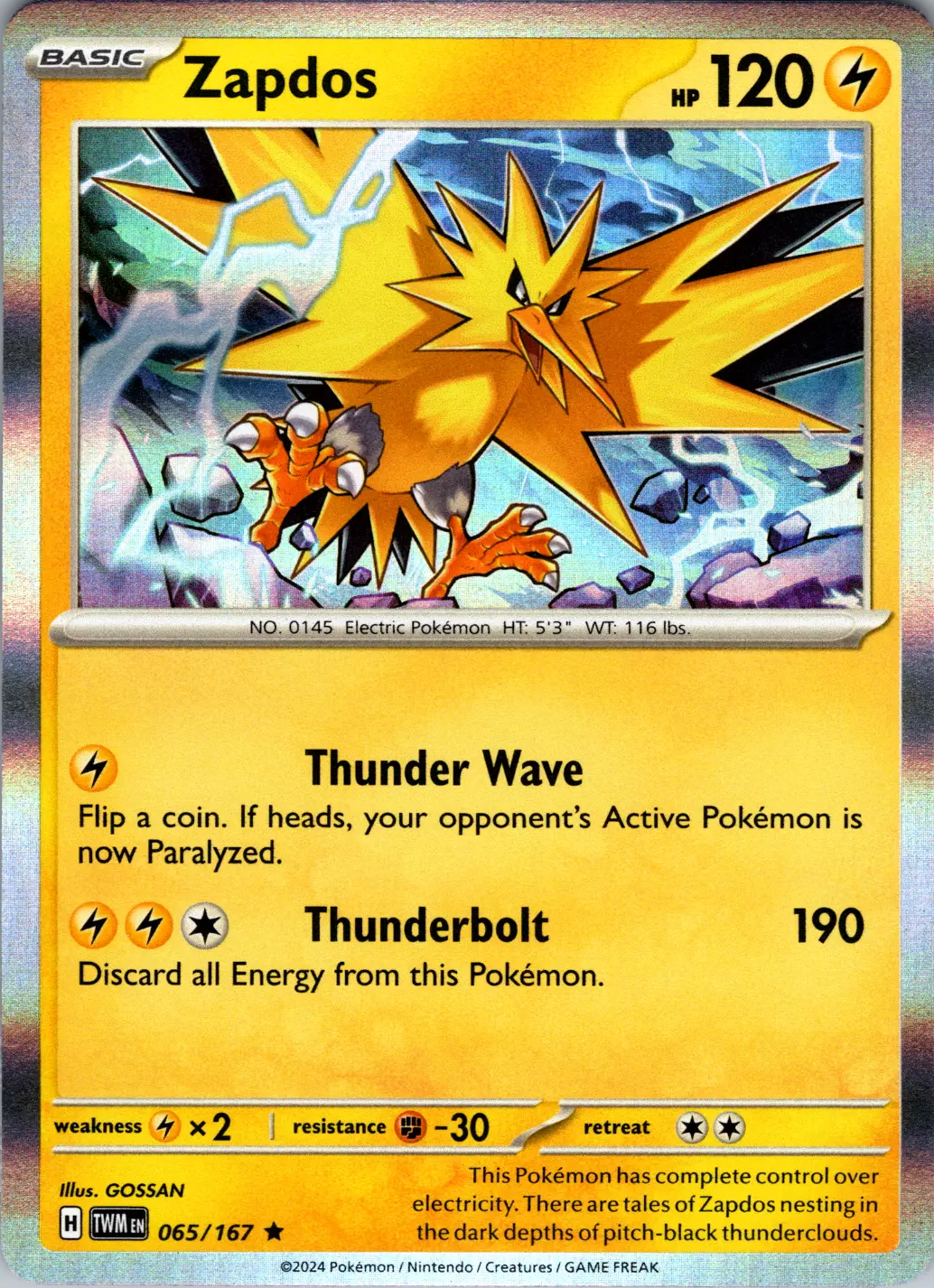 Zapdos (065/167) [Scarlet & Violet: Twilight Masquerade] | The Time Vault CA