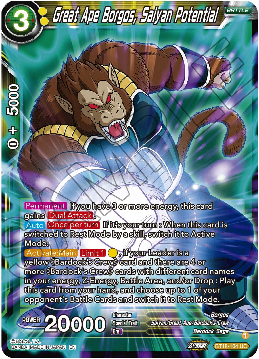 Great Ape Borgos, Saiyan Potential (BT18-104) [Dawn of the Z-Legends] | The Time Vault CA