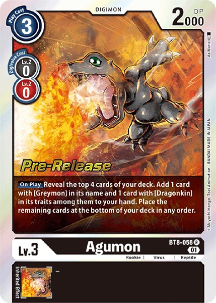 Agumon [BT8-058] [New Awakening Pre-Release Cards] | The Time Vault CA