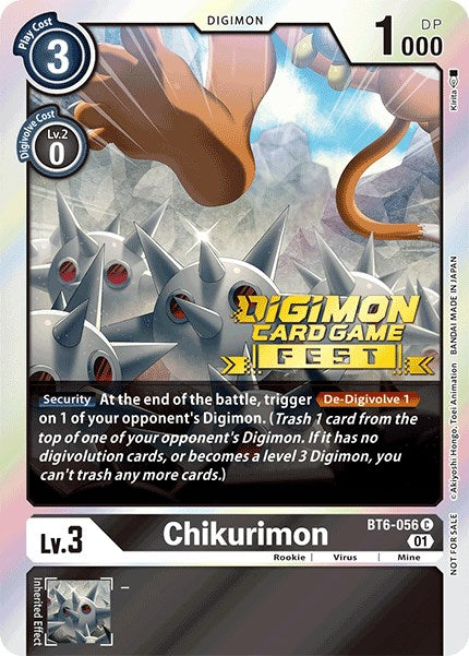 Chikurimon [BT6-056] (Digimon Card Game Fest 2022) [Double Diamond Promos] | The Time Vault CA